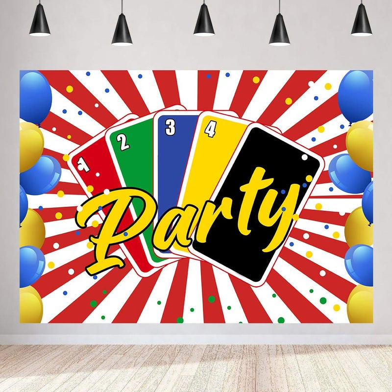 SSCSTS Playing Cards Backdrop, 7x5ft/2.1x1.5m New Vinyl, Balloon Red Stripe Photography Background, Party Banner Photo Shooting Props BJZYST282 - Image 3
